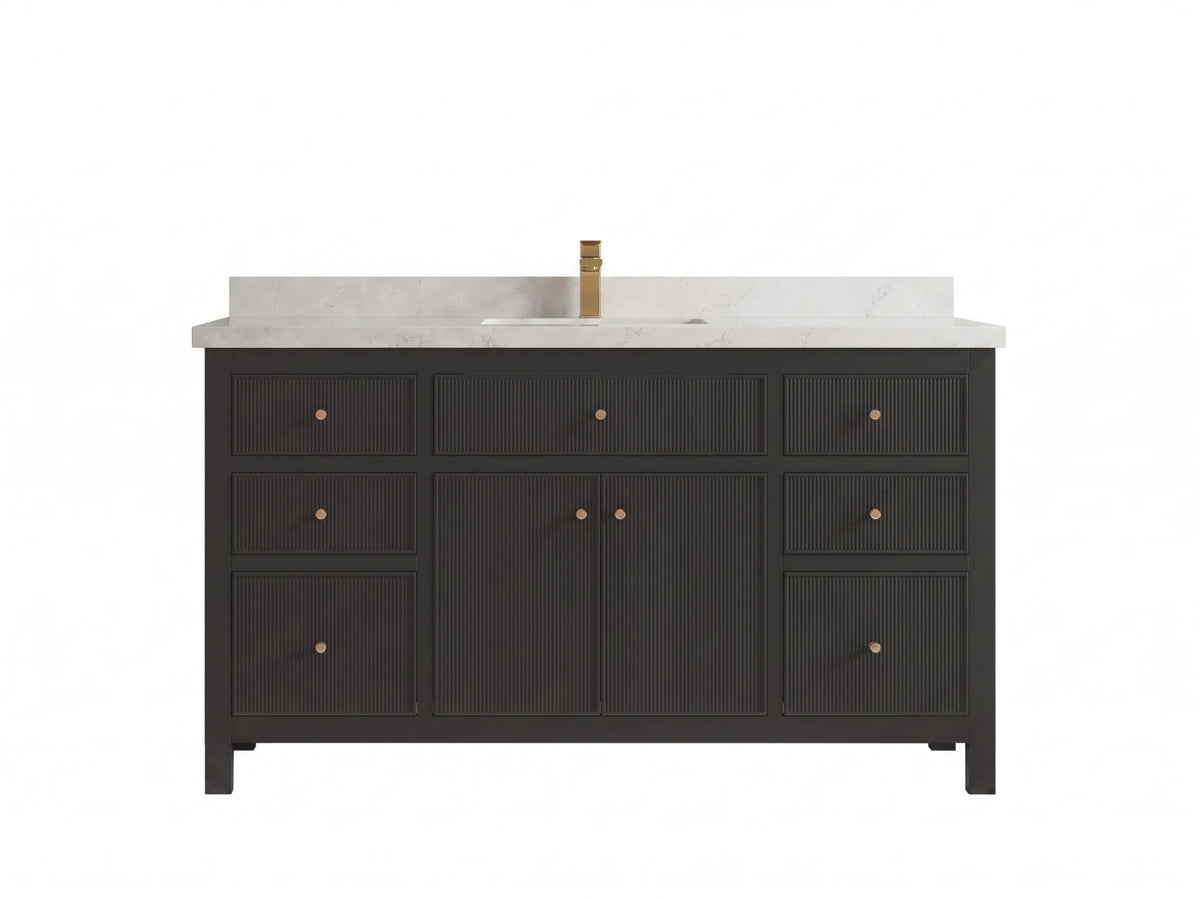 Sonoma 60 in W x 22 in D Free Standing Reeded Single Sink Bathroom Vanity