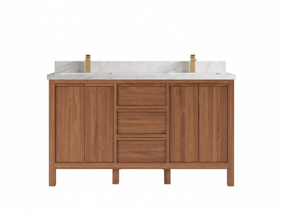 Elizabeth Teak Wood 60 in. W x 22 in. D Double Sink Bathroom Vanity