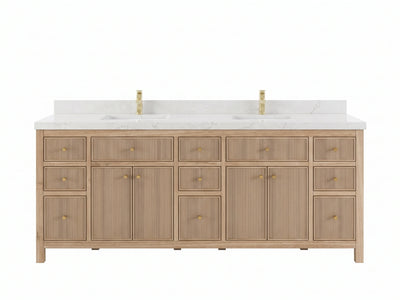 Sonoma Reeded Teak Wood 84 in. W x 22 in. D Double Sink Bathroom Vanity