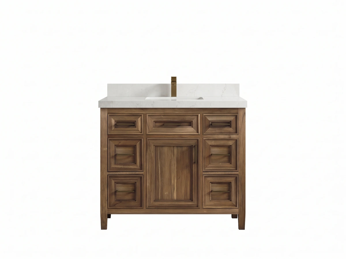 Santa Monica Teak Wood 42 in. W x 22 in. D Single Sink Bathroom Vanity