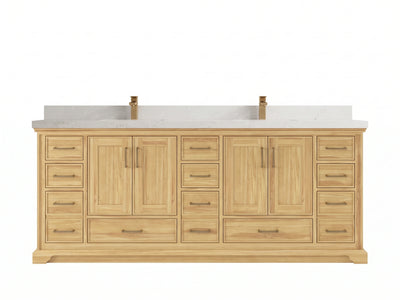 Charlotte Teak Wood 84 in. W x 22 in. D Double Sink Bathroom Vanity