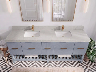 Catalina 84 in W x 22 in D Free Standing Reeded Double Sink Bathroom Vanity