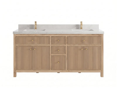 Sonoma Reeded Teak Wood 60 in. W x 22 in. D Double Sink Bathroom Vanity