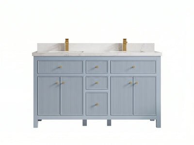 Sonoma 60 in W x 22 in D Free Standing Reeded Double Sink Bathroom Vanity