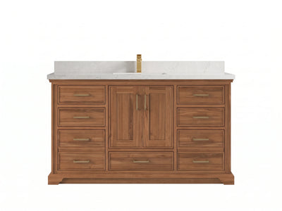 Charlotte Teak Wood 60 in. W x 22 in. D Single Sink Bathroom Vanity