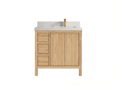 Elizabeth Teak Wood 36 in. W x 22 in. D Right Offset Sink Bathroom Vanity