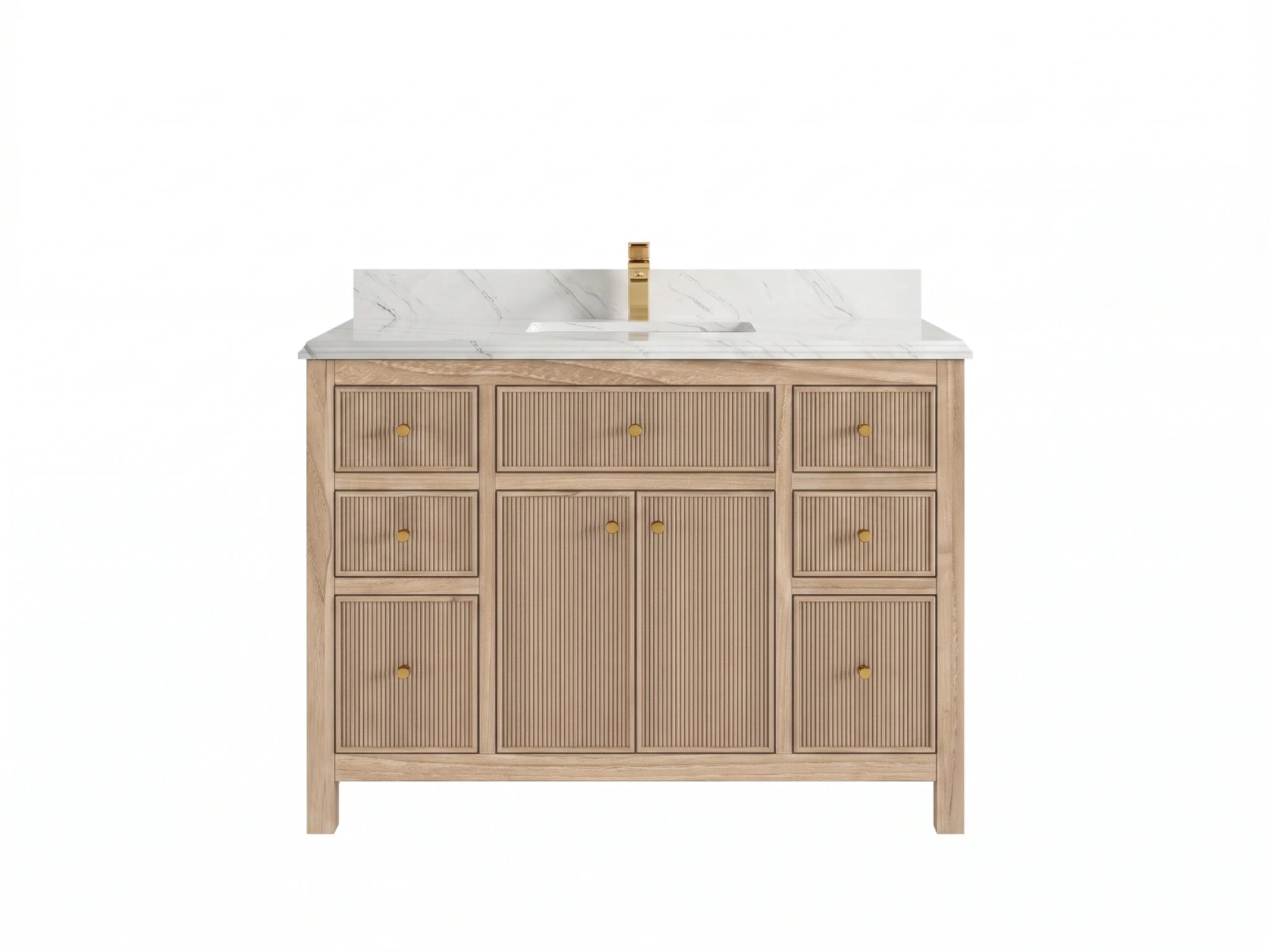Sonoma Reeded Teak Wood 48 in. W x 22 in. D Single Sink Bathroom Vanity
