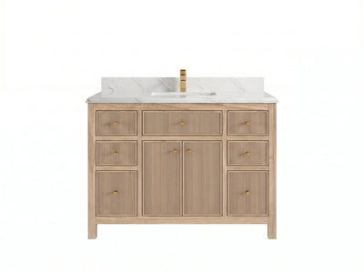 Sonoma Reeded Teak Wood 48 in. W x 22 in. D Single Sink Bathroom Vanity