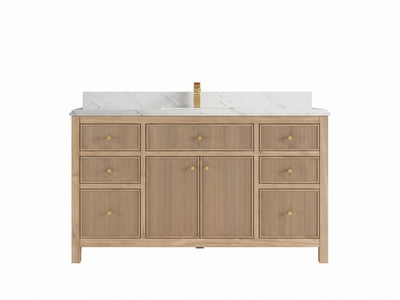 Sonoma Reeded Teak Wood 60 in. W x 22 in. D Single Sink Bathroom Vanity