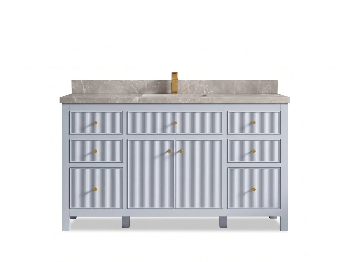 Sonoma 60 in W x 22 in D Free Standing Reeded Single Sink Bathroom Vanity