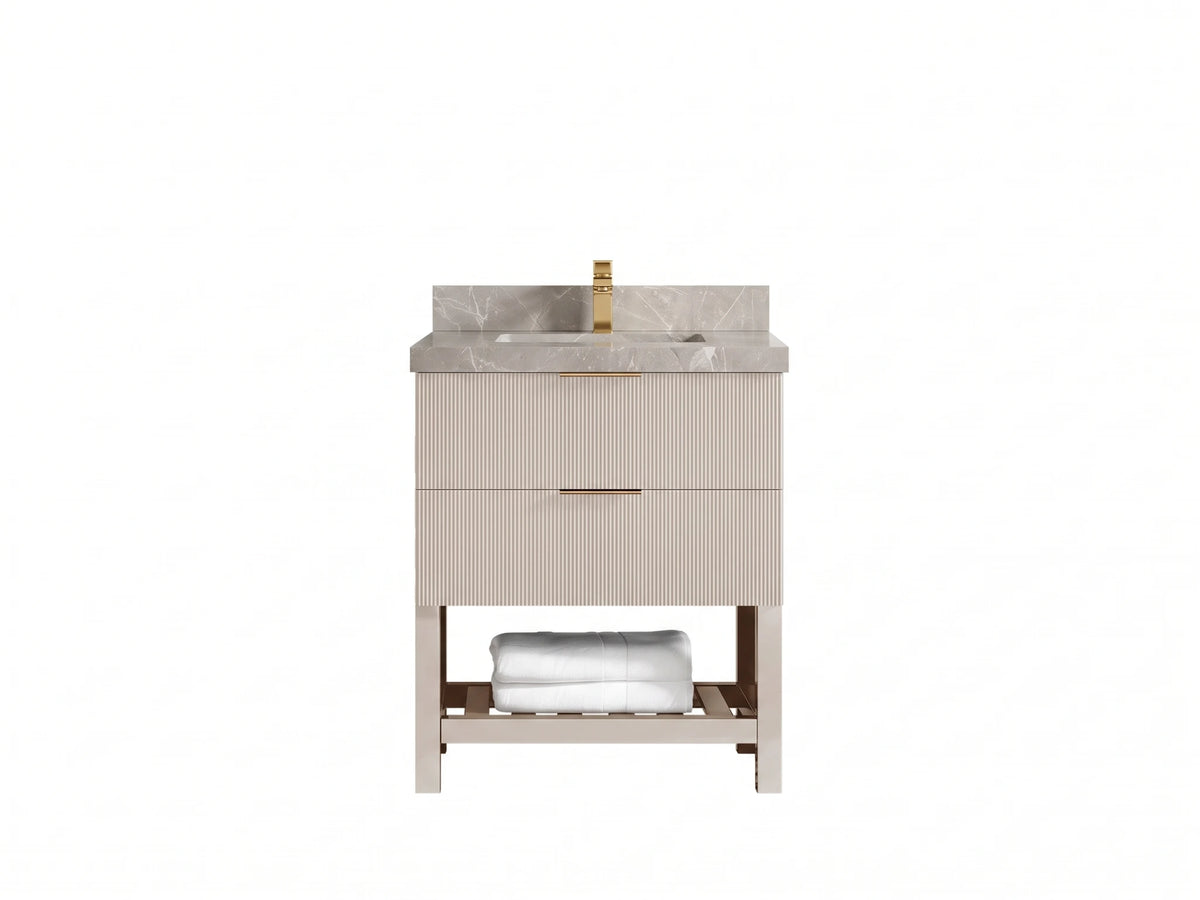 Catalina 30 in W x 22 in D Free Standing Reeded Single Sink Bathroom Vanity