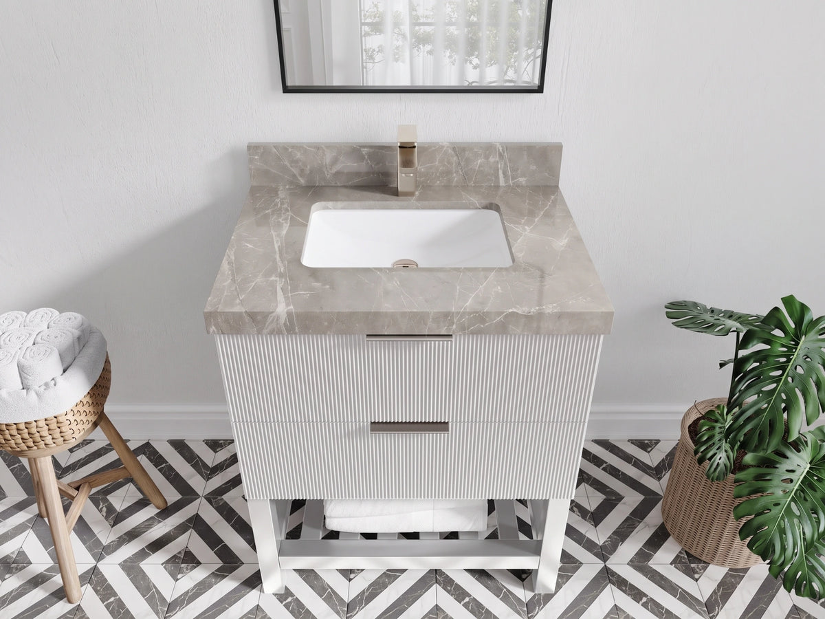 Catalina 30 in W x 22 in D Free Standing Reeded Single Sink Bathroom Vanity