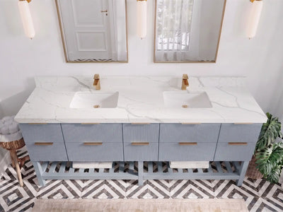 Catalina 84 in W x 22 in D Free Standing Reeded Double Sink Bathroom Vanity