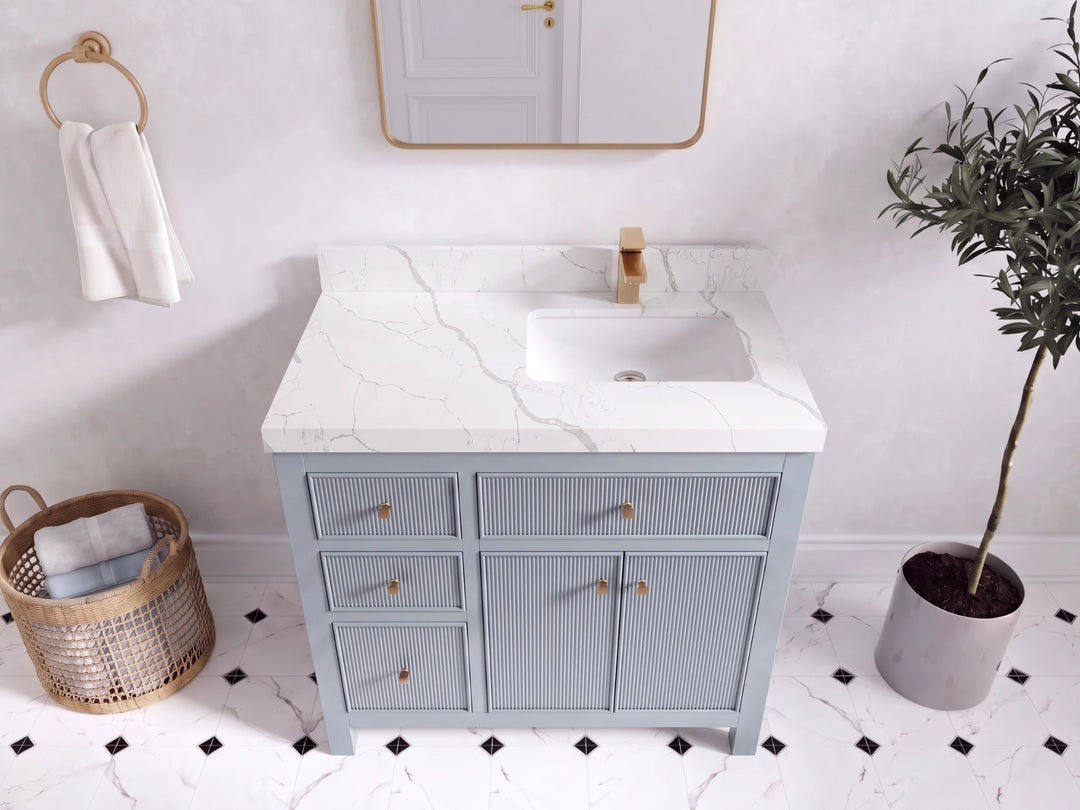 Sonoma 36 in. W x 22 in. D Right Offset Sink Bathroom Vanity | 
              
                Blue Heather
                
                  
             - SON_BLU_WHQZ_36R - photo №8