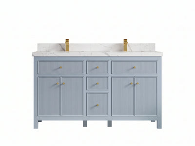 Sonoma 60 in W x 22 in D Free Standing Reeded Double Sink Bathroom Vanity