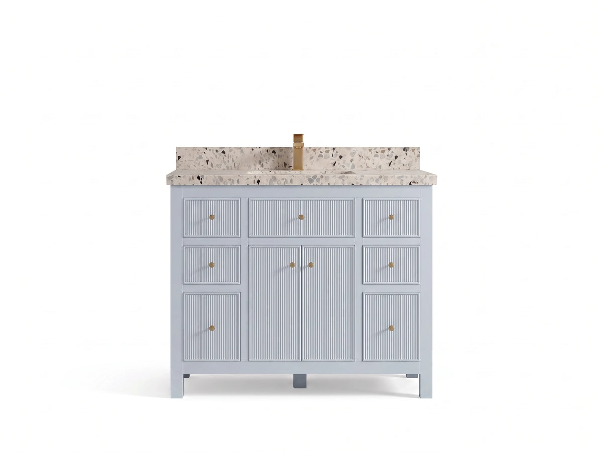 Sonoma 42 in W x 22 in D Free Standing Reeded Single Sink Bathroom Vanity