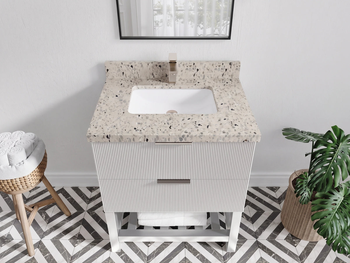 Catalina 30 in W x 22 in D Free Standing Reeded Single Sink Bathroom Vanity