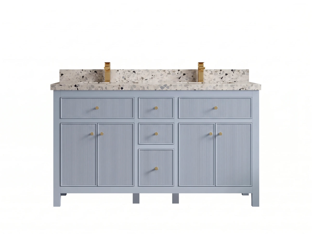 Sonoma 60 in W x 22 in D Free Standing Reeded Double Sink Bathroom Vanity