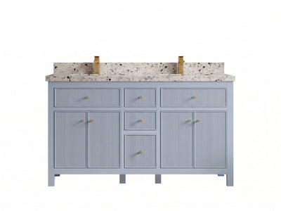 Sonoma 60 in W x 22 in D Free Standing Reeded Double Sink Bathroom Vanity
