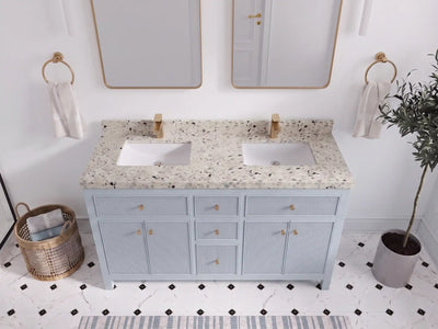 Sonoma 60 in W x 22 in D Free Standing Reeded Double Sink Bathroom Vanity