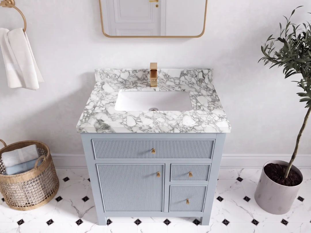 Sonoma 30 in W x 22 in D Reeded Free Standing Single Sink Bathroom Vanity | 
              
                Blue Heather
                
                  
             - SON-CAB-BLU-29 - photo №19