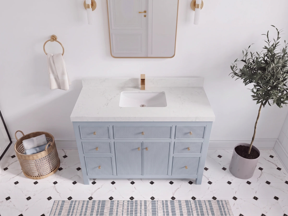 Sonoma 48 in W x 22 in D Free Standing Reeded Single Sink Bathroom Vanity