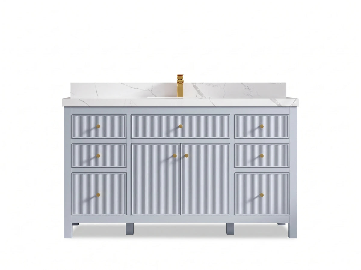 Sonoma 60 in W x 22 in D Free Standing Reeded Single Sink Bathroom Vanity