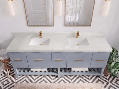 Catalina 84 in W x 22 in D Free Standing Reeded Double Sink Bathroom Vanity