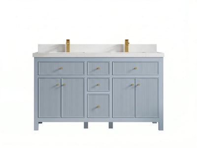 Sonoma 60 in W x 22 in D Free Standing Reeded Double Sink Bathroom Vanity