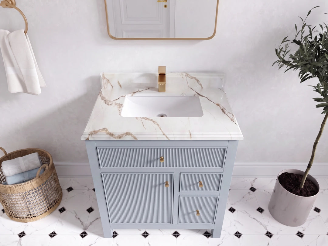 Sonoma 30 in W x 22 in D Reeded Free Standing Single Sink Bathroom Vanity | 
              
                Blue Heather
                
                  
             - SON-CAB-BLU-29 - photo №31