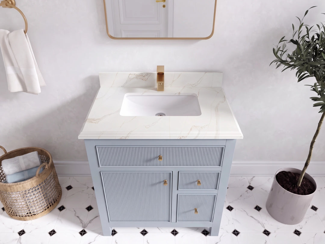 Sonoma 30 in W x 22 in D Reeded Free Standing Single Sink Bathroom Vanity | 
              
                Blue Heather
                
                  
             - SON-CAB-BLU-29 - photo №24
