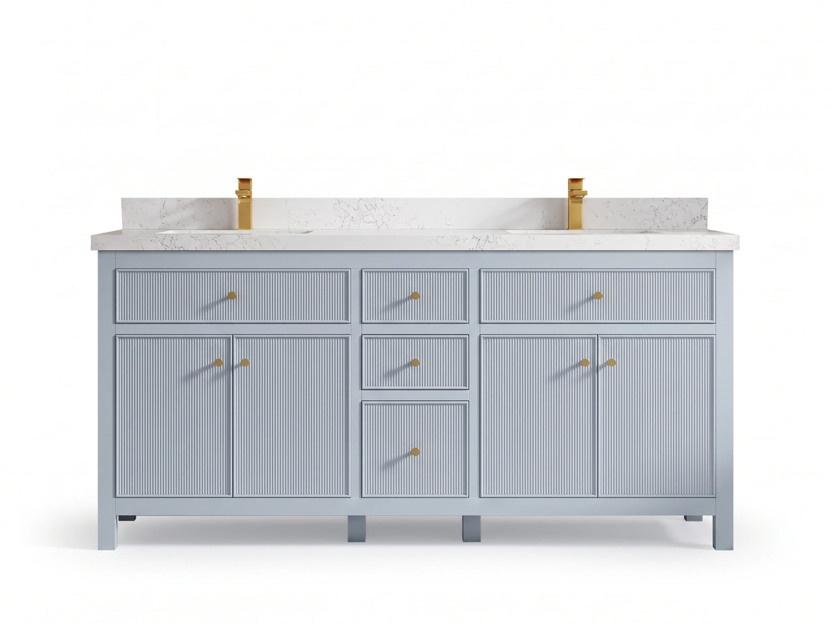 Sonoma 72 in W x 22 in D Free Standing Reeded Double Sink Bathroom Vanity