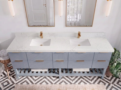 Catalina 84 in W x 22 in D Free Standing Reeded Double Sink Bathroom Vanity
