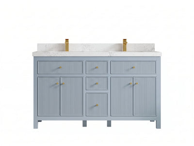 Sonoma 60 in W x 22 in D Free Standing Reeded Double Sink Bathroom Vanity