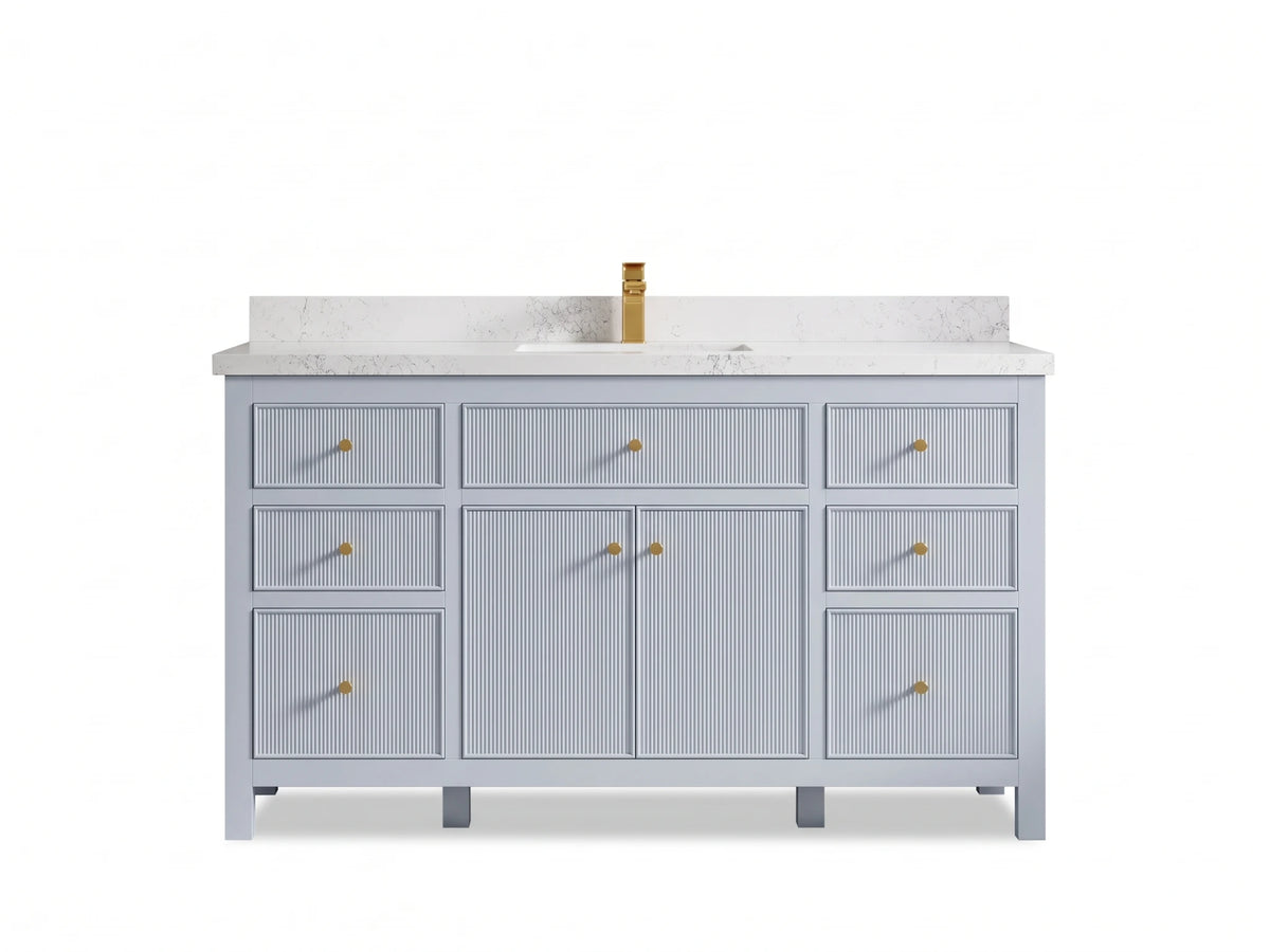 Sonoma 60 in W x 22 in D Free Standing Reeded Single Sink Bathroom Vanity