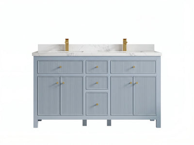 Sonoma 60 in W x 22 in D Free Standing Reeded Double Sink Bathroom Vanity