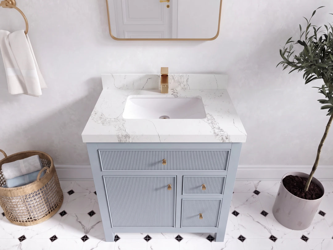 Sonoma 30 in W x 22 in D Reeded Free Standing Single Sink Bathroom Vanity | 
              
                Blue Heather
                
                  
             - SON-CAB-BLU-29 - photo №6