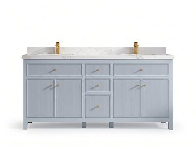 Sonoma 72 in W x 22 in D Free Standing Reeded Double Sink Bathroom Vanity