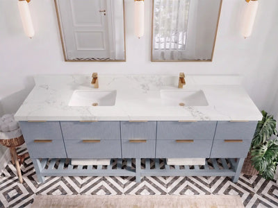 Catalina 84 in W x 22 in D Free Standing Reeded Double Sink Bathroom Vanity