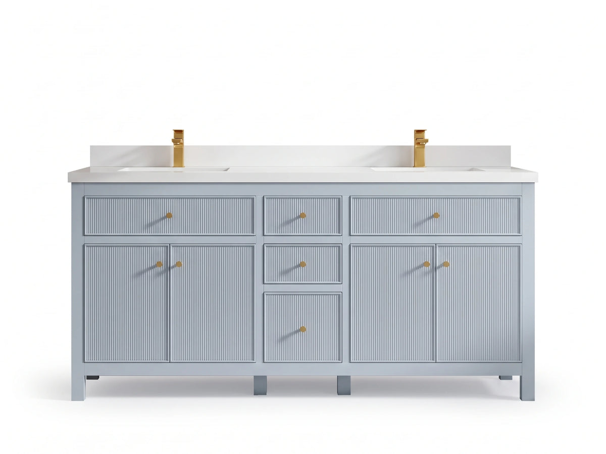 Sonoma 72 in W x 22 in D Free Standing Reeded Double Sink Bathroom Vanity