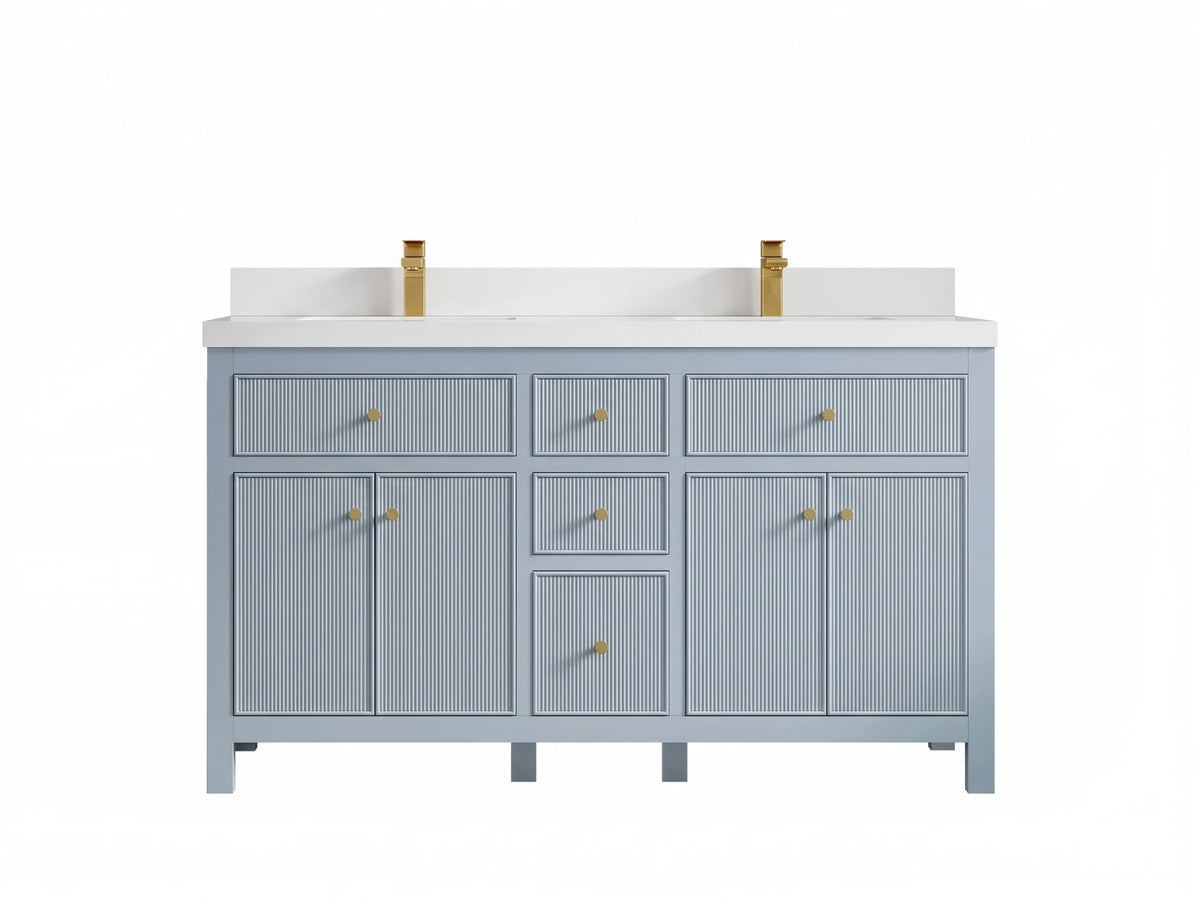 Sonoma 60 in W x 22 in D Free Standing Reeded Double Sink Bathroom Vanity
