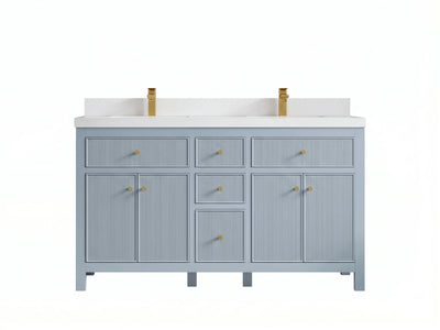 Sonoma 60 in W x 22 in D Free Standing Reeded Double Sink Bathroom Vanity