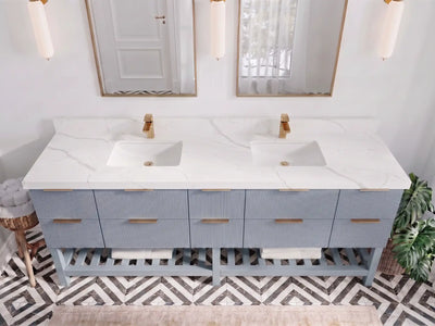 Catalina 84 in W x 22 in D Free Standing Reeded Double Sink Bathroom Vanity