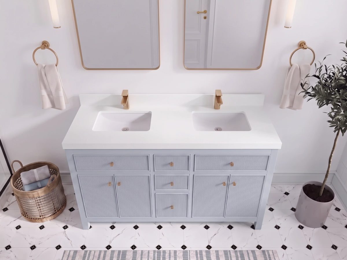 Sonoma 60 in W x 22 in D Free Standing Reeded Double Sink Bathroom Vanity