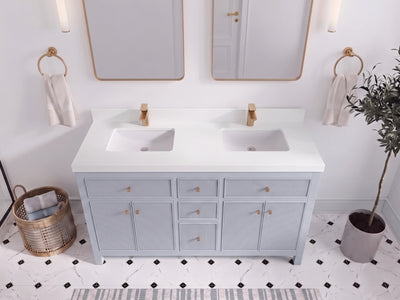 Sonoma 60 in W x 22 in D Free Standing Reeded Double Sink Bathroom Vanity