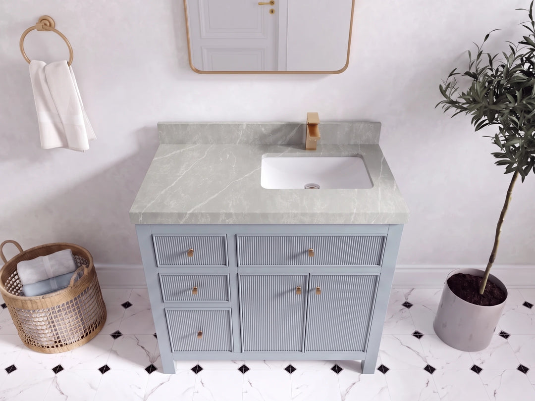 Sonoma 36 in. W x 22 in. D Right Offset Sink Bathroom Vanity | 
              
                Blue Heather
                
                  
             - SON_BLU_WHQZ_36R - photo №18