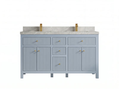 Sonoma 60 in W x 22 in D Free Standing Reeded Double Sink Bathroom Vanity