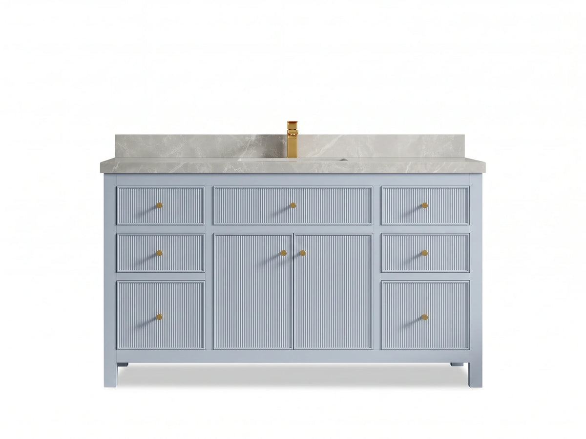 Sonoma 60 in W x 22 in D Free Standing Reeded Single Sink Bathroom Vanity