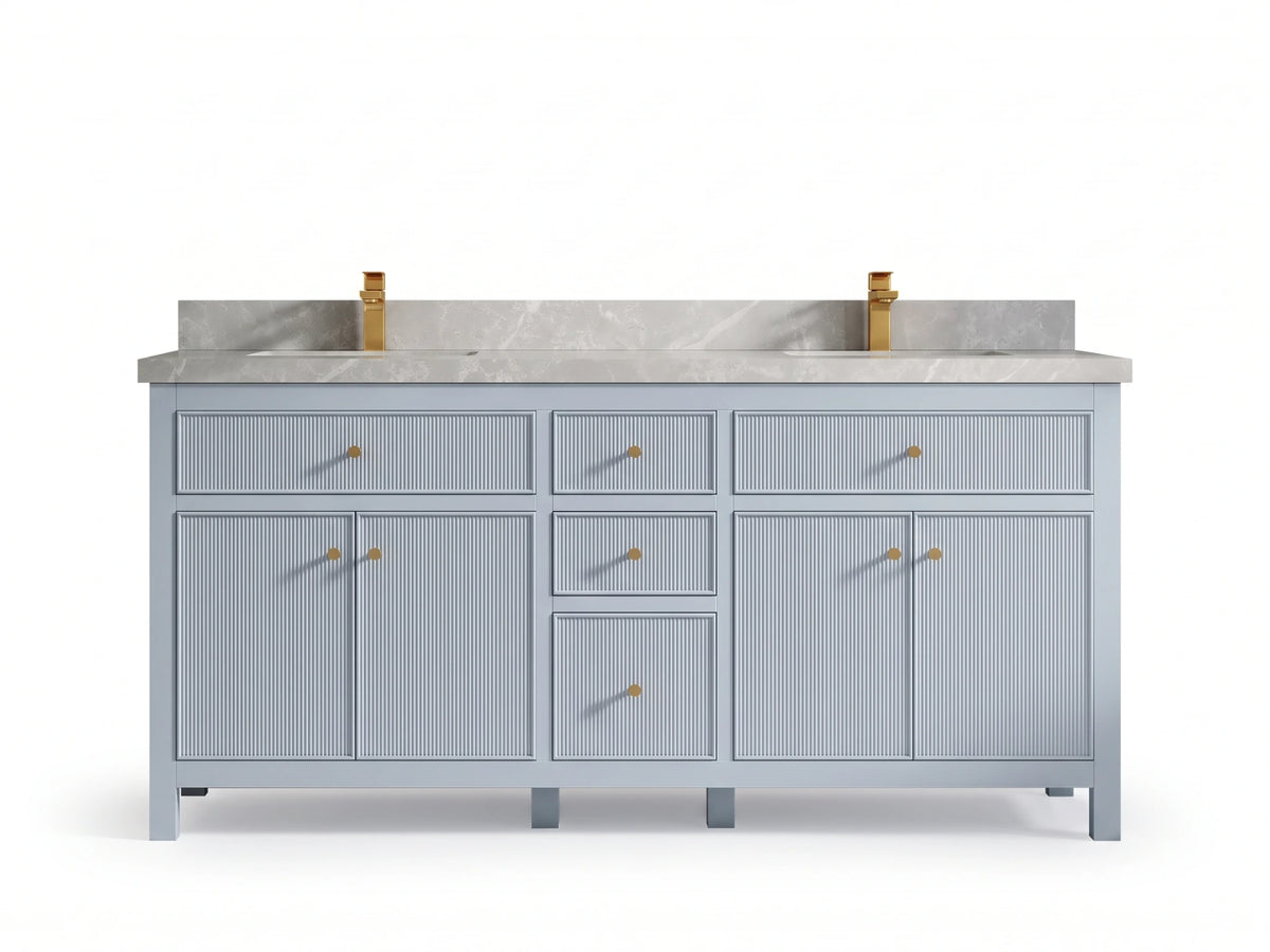 Sonoma 72 in W x 22 in D Free Standing Reeded Double Sink Bathroom Vanity