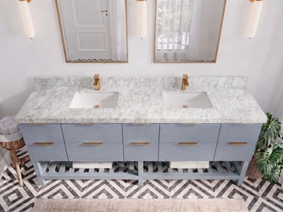 Catalina 84 in W x 22 in D Free Standing Reeded Double Sink Bathroom Vanity